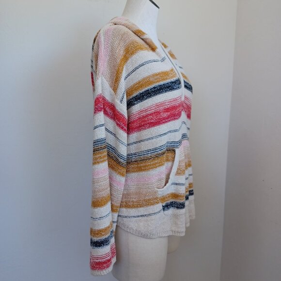 Billabong Hoodie Baja Beach Hooded Sweater Multi-Colored Stripe Womens Large - Picture 9 of 15